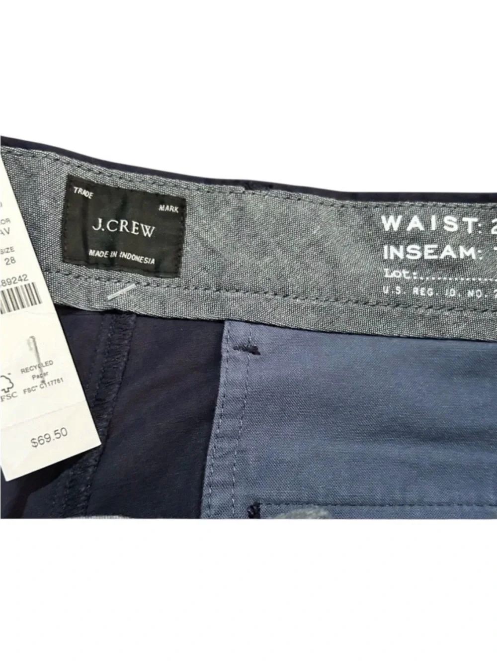 J Crew Men’s chino shorts stretch navy size 28 NEW